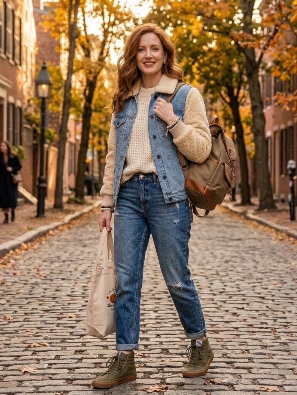 Le Lis Sherpa Trucker Denim Jacket Medium